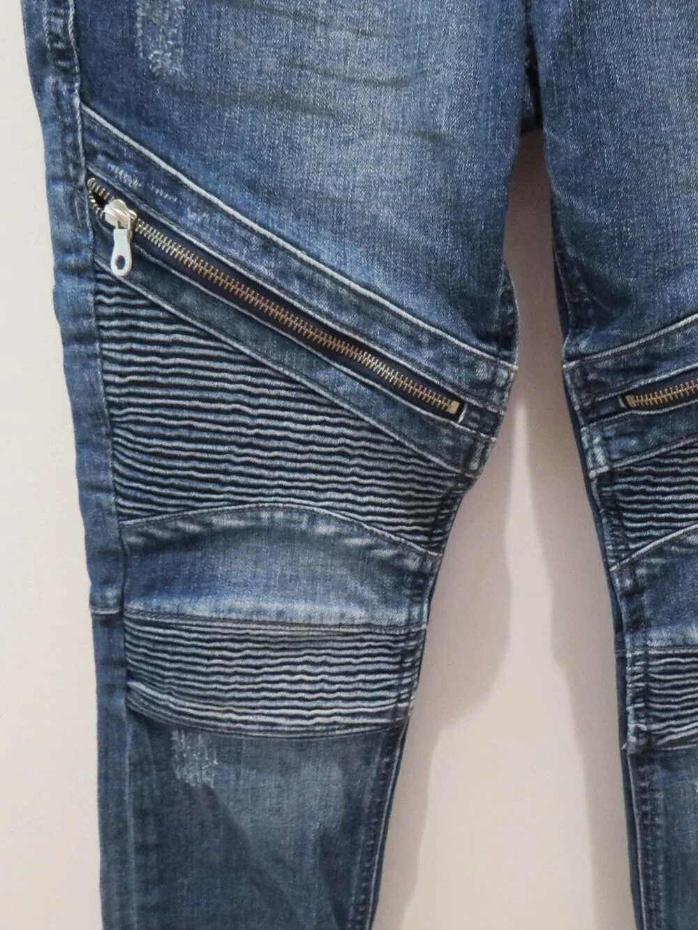 ROCK REVIVAL Daviday Moto Stretch Distressed Jeans Blue Denim Size 29 Western